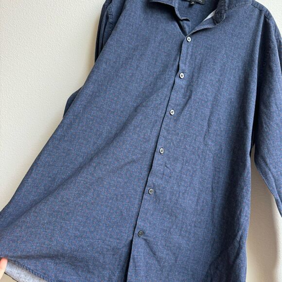 $5/$25 Robert Barakett Shirt Blue Red Fun Date Night Long Sleeve Button Size XL - Picture 2 of 4